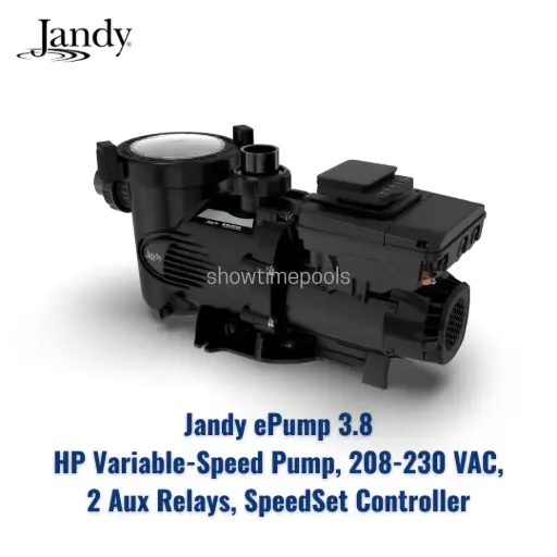 JANDY ePump 3.8 HP Variable-Speed Pump, 208-230 VAC, 2 Aux Relays, SpeedSet Controller 